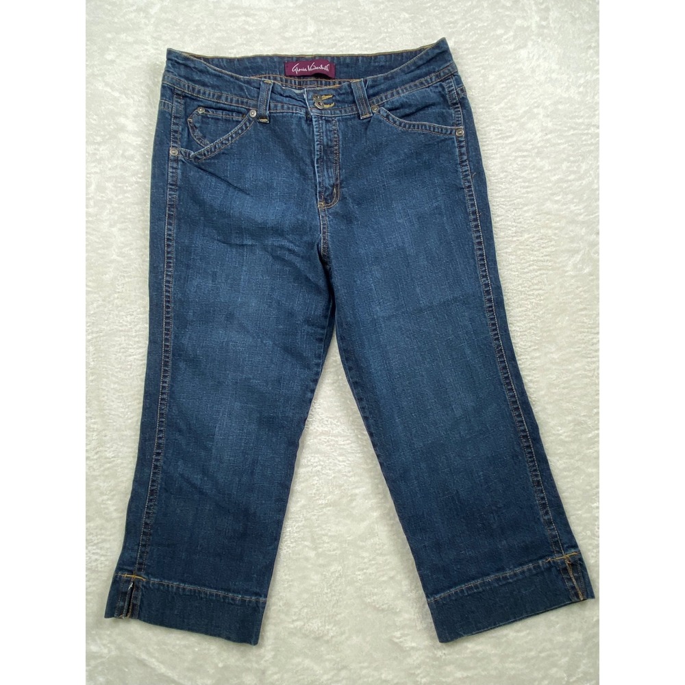 Gloria Vanderbilt Denim Capri Pants Womens‎ Dark Wash Cuffed Size 14